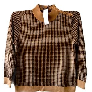 NWT Calvin Klein Sweater XL Houndstooth Black Tan